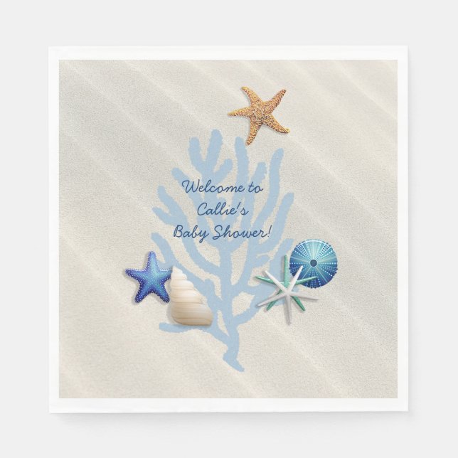 Seaside Oceanic Beach Themed Boy's Baby Shower Napkins (Front)