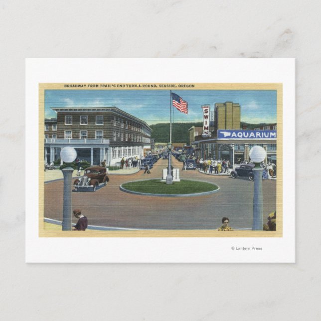 Seaside, Oregon - Broadway from Trail's End Postcard (Front)