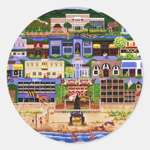 Seaside Oregon Classic Round Sticker