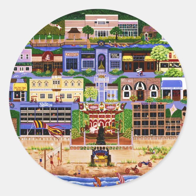 Seaside Oregon Classic Round Sticker (Front)