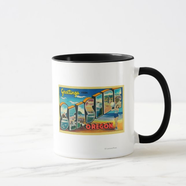 Seaside, Oregon - Large Letter Scenes Mug (Right)