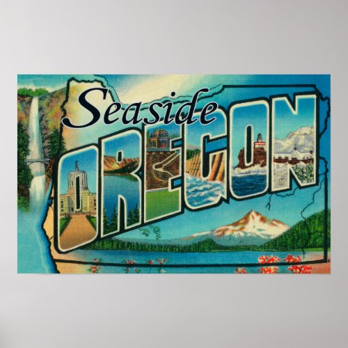 Seaside Oregon _ Large Letter Scenes Poster
