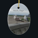 Seaside Oregon Seagulls on the Beach Prom Ornament<br><div class="desc">A couple of local gulls hanging out on the famous Seaside prom.</div>