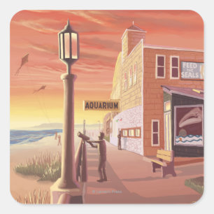 Seaside, OregonAquarium View Square Sticker