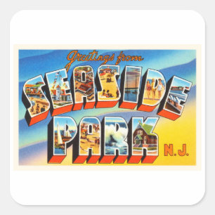 Seaside Park New Jersey NJ Old Vintage Postcard- Square Sticker