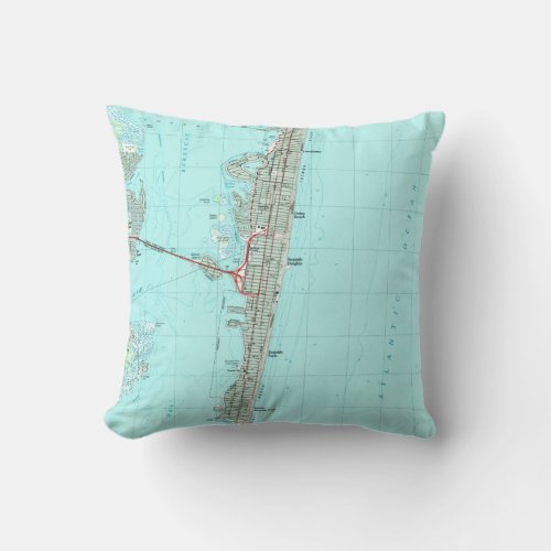 Seaside Park  NJ Shore Map 1989 Throw Pillow