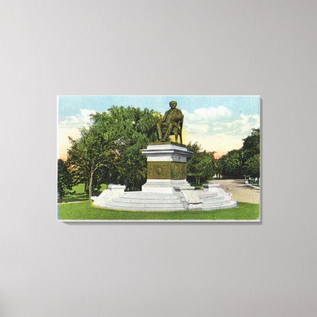 Seaside Park View of the P T Barnum Monument Canvas Print (Front)