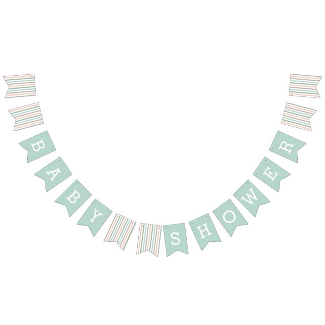 Seaside Pastel Mint Stripe Baby Shower Bunting Flags (All)