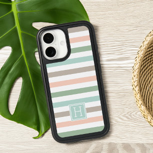 Seaside Pastel Stripe Monogram iPhone 16 Case