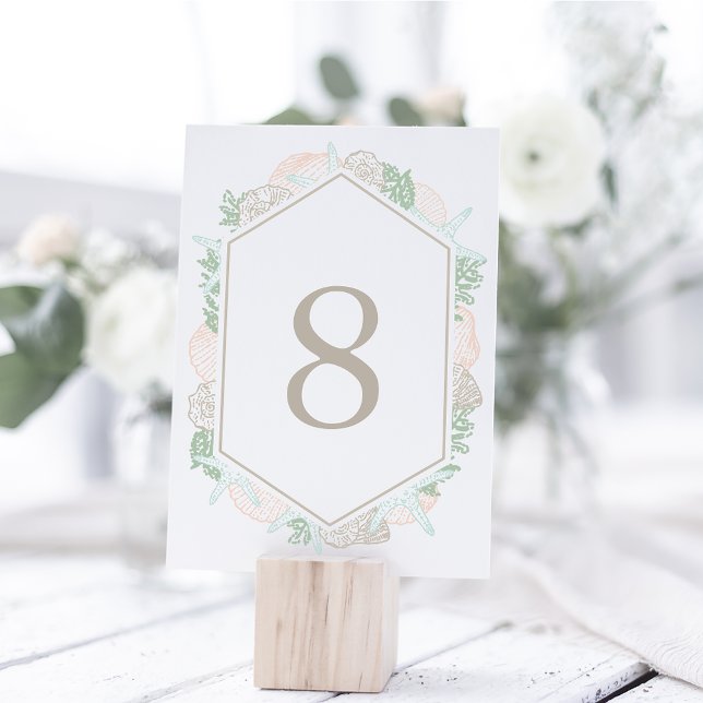 Seaside Pastels | Coastal Beach Seashell Table Number (Creator Uploaded)