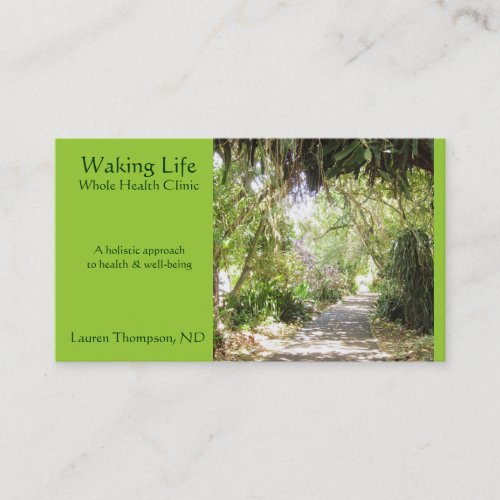 Seaside Path- Lime Green Business Card Template