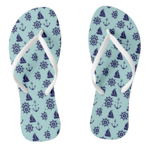 Seaside Pattern Flip Flops