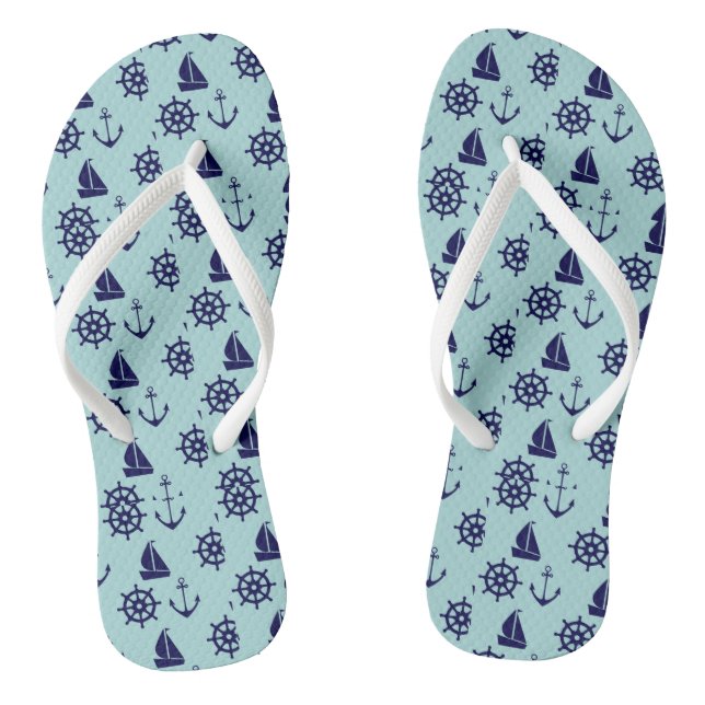 Seaside Pattern Flip Flops (Footbed)