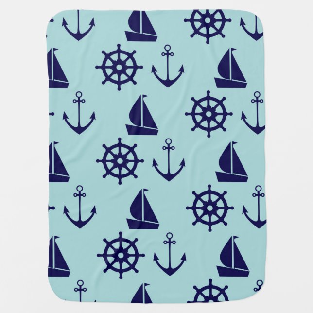 Seaside Pattern Swaddle Blanket (Front)