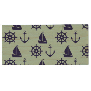 Seaside Pattern Wood Flash Drive