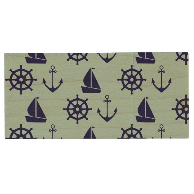 Seaside Pattern Wood Flash Drive (Front)