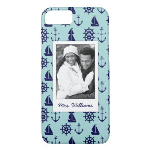 Seaside Pattern   Your Photo & Name iPhone 8/7 Case