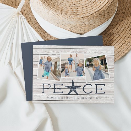 Seaside Peace  Holiday Photo Collage Card