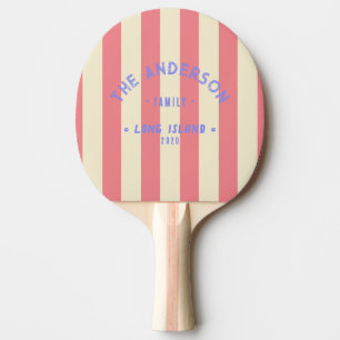 Seaside Peach Striping & Family Name Ping Pong Paddle