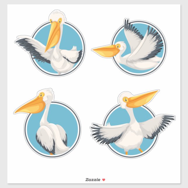 Seaside Pelicans in Port Holes Nautical Shorebirds Sticker (Sheet)