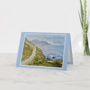 Seaside Personalize Name Birthday Greetings Card