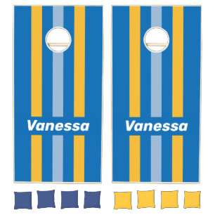 Seaside Pin Striped with Name Cornhole Set