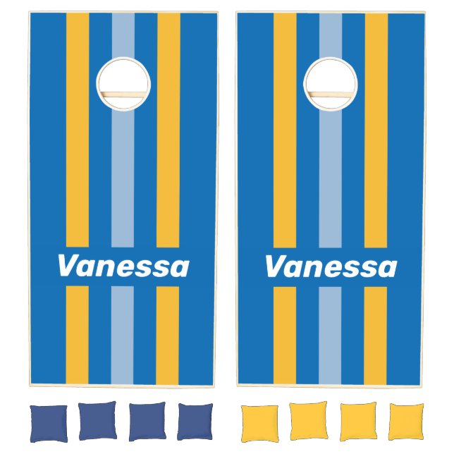 Seaside Pin Striped with Name Cornhole Set (Set)
