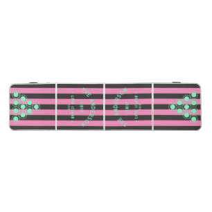 Seaside Pink and Black Stripe & Family Name Beer Pong Table