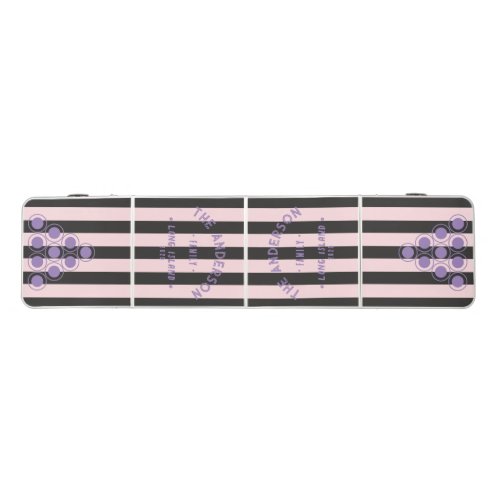 Seaside Pink Whisper & Black Stripe & Family Name Beer Pong Table