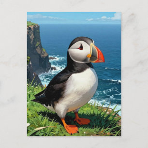 Seaside Puffin Illustration   Keeping in Touch Postcard
