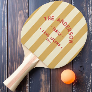 Seaside Sand Sunrise Striping & Family Name Ping Pong Paddle