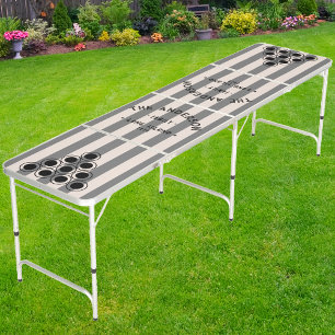 Seaside Sandcastle Pink Striping & Family Name Beer Pong Table