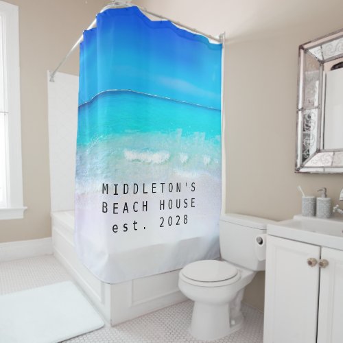 Seaside Scene Summer  Ocean Beach House Shower Curtain