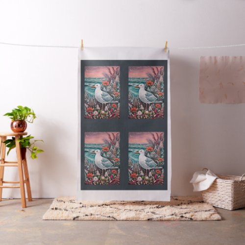 Seaside Seagull cut and sew kitchen towel  Fabric