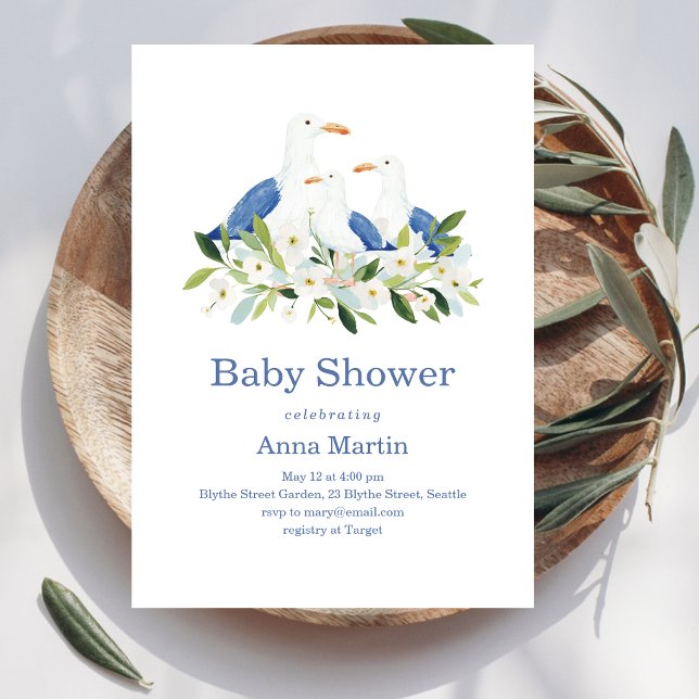 Seaside Seagulls Baby Shower Invitation (Creator Uploaded)