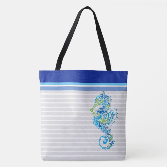 Seaside Seahorse Large Tote Bag (Front)