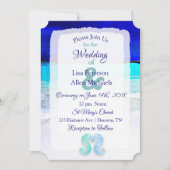 Seaside Seahorses Blue Beach Wedding invitations (Front)