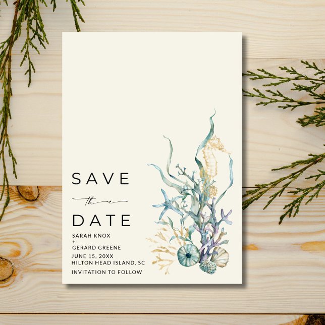 Seaside Seashell Coastal Wedding Save The Date (Seaside Seashell Coastal Wedding Save The Date)