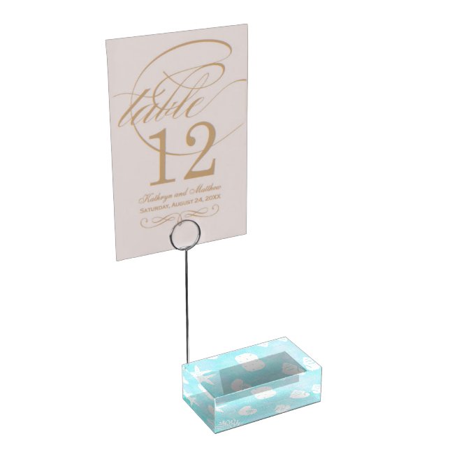 Seaside Seashells Beach theme Wedding Table Number Place Card Holder (Corner)