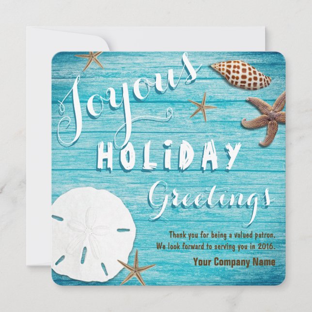 Seaside Seashells Coastal Business Holiday Save The Date (Front)