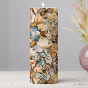 Seaside Seashells Pillar Candle