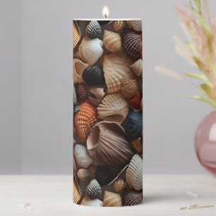 Seaside Seashells Pillar Candle