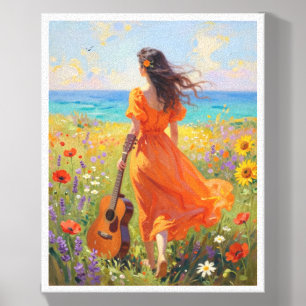 Seaside Serenade – Summer Meadow Painting Canvas Photo Tile