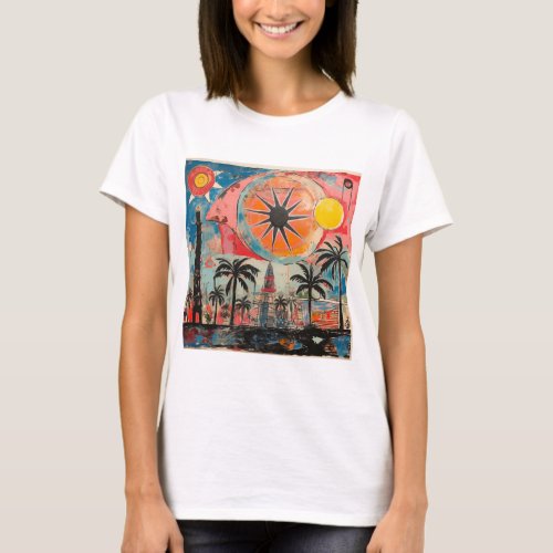 Seaside Serenity Artistic Beach Day Vibes T_Shirt