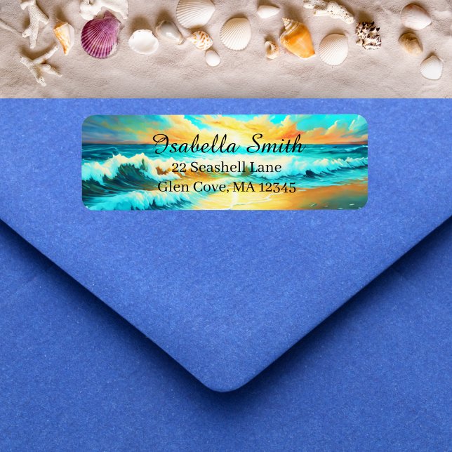Seaside Serenity Personalize Return Address Label (Ocean's calm: our address, your serenity.)