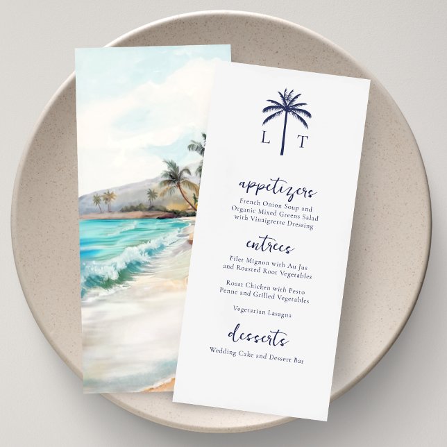 Seaside Serenity Tropical Beach Monogram Wedding Menu (Creator Uploaded)