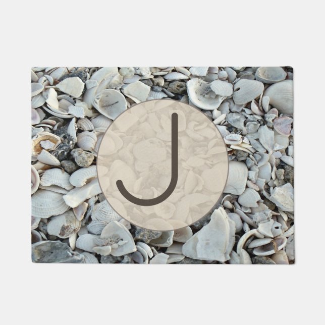 Seaside Shells Initial Welcome Doormat (Front)