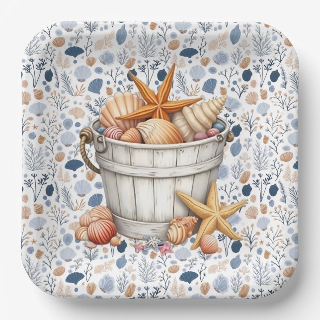 Seaside Shells  Paper Plates (Front)