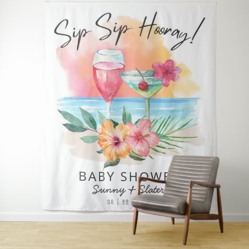 Seaside Sippin  Tropical Beach Baby Shower  Tapestry