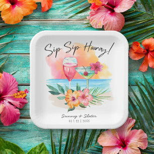Seaside Sippin' Tropical Beach Sip Sip Hooray Paper Plates